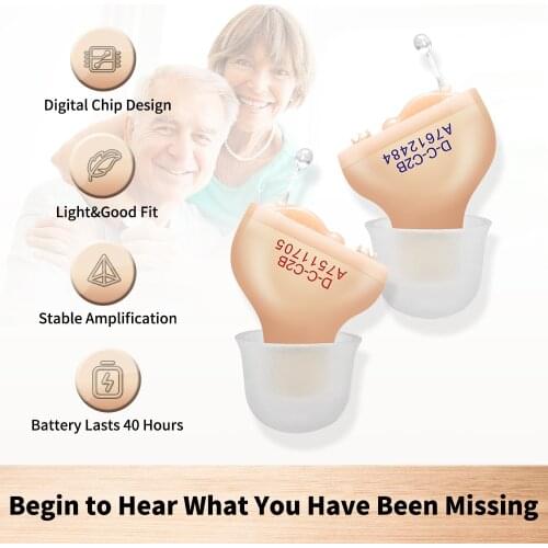 Mini Invisible Hearing Aid CIC Digital Sound Amplifier Micro Wireless Audifonos For Elderly Adjustable Device Left&Right Ear Aid