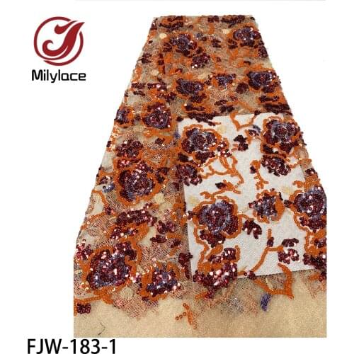2020 Latest Design Sequins Embroidery African French Tulle Lace Fabric High Quality Nigerian Lace for Party FJW-183