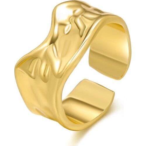 Irregular Texture Volcanic Lava Open Rings Minimalist Jewelry Gold Adjustable Ring Women Men Bijoux Femme Punk Anillo Hombre