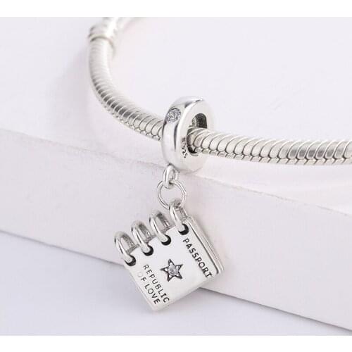 925 Sterling Silver Star Zircon Book Charms Love Note Dangle Pendant Charm Bracelet DIY Jewelry Making For Pandora