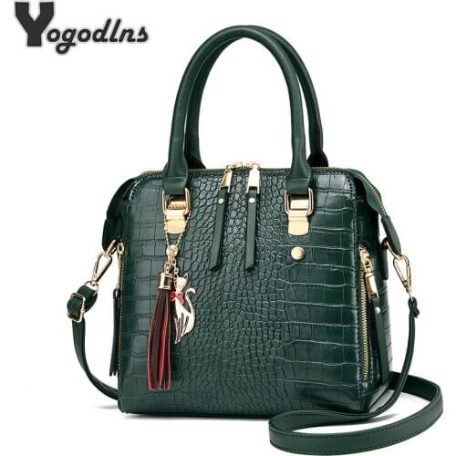 Luxury Alligator Handbags 2021 Big Capacity PU Leather Tassel Crossbody Shoulder Bags For Women Messenger Ladies Shoulder Bag