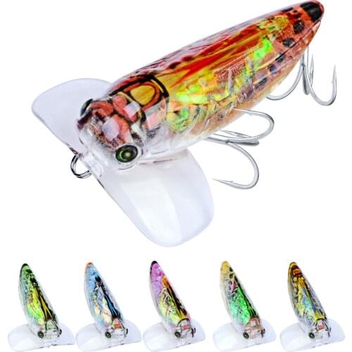 Pesca Peche Insect Cicada Fishing Wobblers 5.5cm 8.5g Top Water Fishing Lure Hard Artificial Bait Iscas Popper
