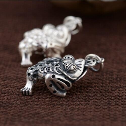 S990 sterling silver gold enamel three-dimensional pendant Thai silver antique retro style gift