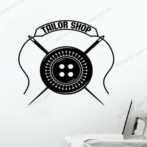 Tailor Shop Sewing Studio Wall Decals Viny Wall Stickers For Sewing Salon Shop Home Window Wall Door Decor Removable JC164