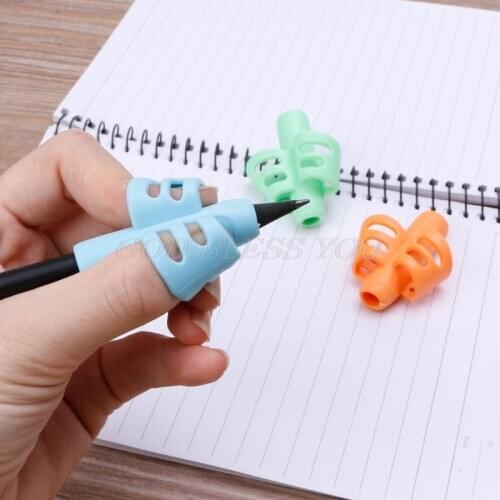 3Pcs Two-finger Grip Silicone Baby Pencil Holder Learn Writing Tools Writing Pen Drop Shipping