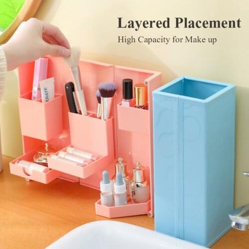 Folding Storage Box Rectangular Multipurpose Organizer Stand Box 3 Colors Foldable Storage Case bathroom Supplies Students Gift