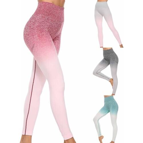 Sport Pants Gradient Color Energy Legging Women Workout Fitness Running Pants High Waist Tights Stretch Sportswear Leggings