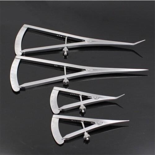 Dental Gauge Caliper Curved/Straight Head Stainless steel Dental Ruler Scale Surgical Dental Caliper for Measure Dental Lab Tool