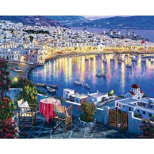 Landscape Night Printed Fabric 11CT Cross-Stitch Embroidery Set DMC Threads Handmade Hobby Sewing Knitting Jewelry Gift Adults