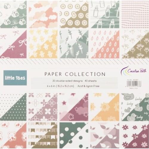 CRZCrafter 6"x6 Inch Scrapbooking Pattern Designer Papers Pad 40 Sheets Pcs Crafts Background DIY Packs Acid Free Embellishments