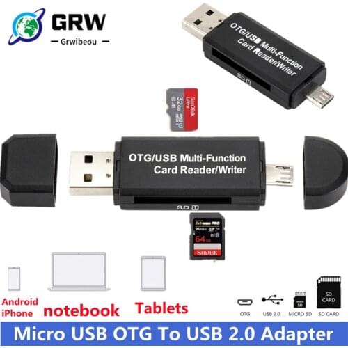 GRWIBEOU OTG Micro SD Card Reader USB 2.0 Card Reader 2.0 For USB Micro SD Adapter Flash Drive Smart Memory Card Reader