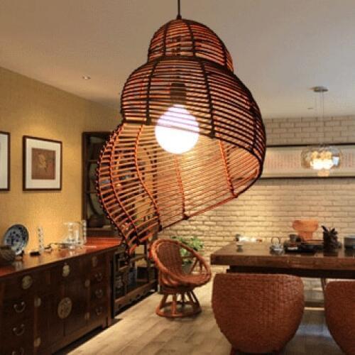 Southeast Asian Pastoral Rattan Conch Droplights Sea Snail Pendant Lights Fixture Restaurant Hotel Coffee Shops Hanging Lamps