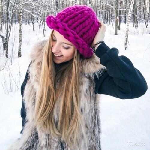 Women Winter Knitted Beanies Hat Thick Soft Warm Coarse Large Knitted Solid Hat Female Ice Ski Bonnet Skullies Beanies Hat Cap