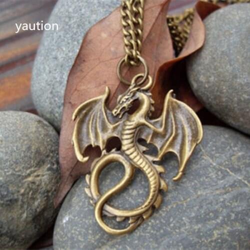 1Pcs Bronze Dragons pendant necklace jewelry antique retro Handmade necklace