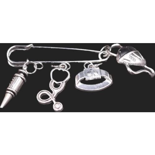 1pcs Brooch Metal Doctor Nurse Stethoscope /Syringe /Surgical Mask DIY Charm Ornaments Bag Handmade Jewelry Souvenir Badge P802