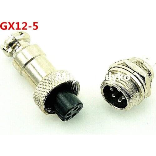 Free Shipping 10pair Male & Female Diameter 12mm Wire Panel Connector GX12 5P GX12-5 M12 circular connector Socket Plug