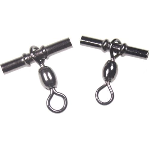 10pcs Saltwater Fishing Tackle 3-way Fishing Rolling Swivels With Solid Ring Copper Tube Fishing Line Connector Rig Accessories