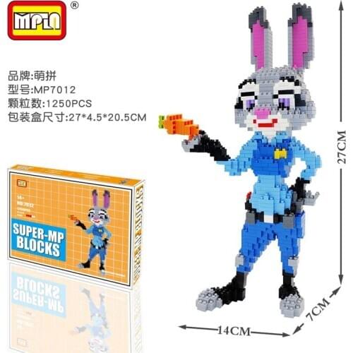 1250pcs+ Judy Hopps Cartoon Mirco Bricks Figure MP7012 Animal Nick Wilde Diamond Building Block Mini Brick Toys For Children