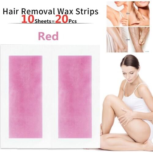 20pcs/lot Red Hair Removal Wax Strips Roll Underarm Wax Strip Paper Beauty Tool Leg Body Facial Hair Women Men