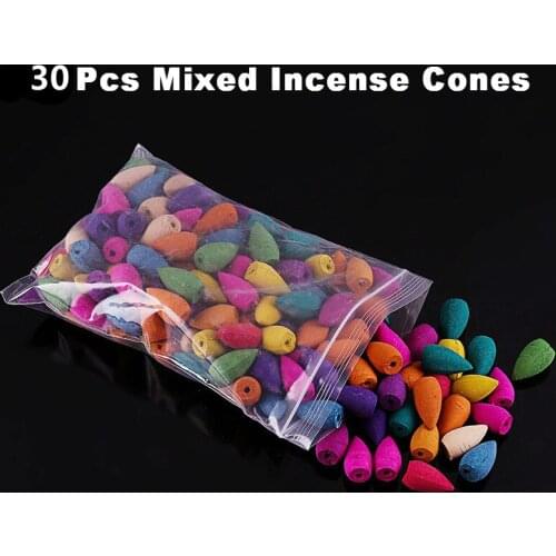 Multi-function 30Pcs Tower Bouquet Natural Mixed Incense Cones Use For Backflow Incense Burner Anti-Odour Cone Incense Mix Scent