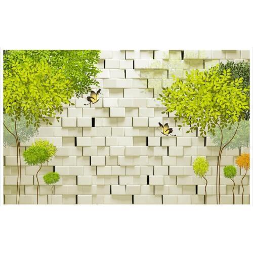 3D photo wallpaper custom 3d wall mural wallpaper fashion Pure and fresh and abstract tree 3 d TV setting wall brick wall paper