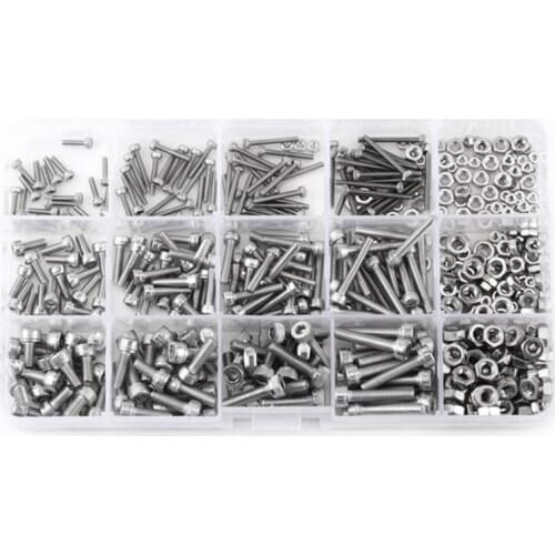 480pcs M2 M3 M4 Hex Socket Screws Set Stainless Steel Hex Socket Cap Head Nuts Repair Tool
