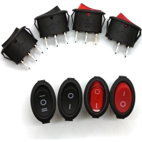 5PCS Oval Power Switch AC Toggle IO ON-OFF Car Boat Push Button Rocker Switch 2P 3Pin 25x16.5mm Button Power Elliptic switched