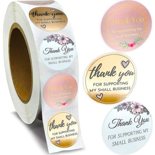 500pcs Thank you stickers for supporting my small business Sealing label Flower Handmade Gift decor Scrapbooking stickers