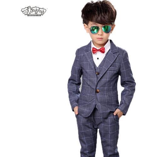 Boys Blazer Formal Dress Wedding Suit Vest+Coat+Pants 3Pcs Brand Children School Suit Party Tuxedos Performance Wear N61
