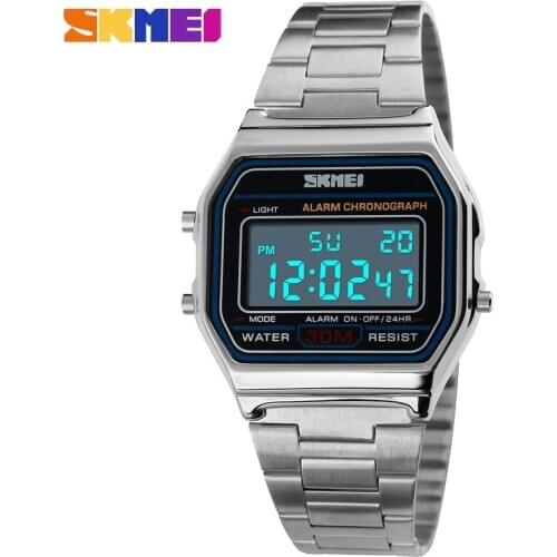 New Business Men Retro watch waterproof electronic watch fashion personalitys watch thin strip relogio masculino digital SKMEI