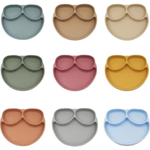 Baby Bowl Plates Safe Silicone Dining Plate Solid Cute Cartoon Children Dishes Training Tableware Kids Feeding Bowls