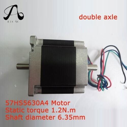 Double Axle 57HS5630 Nema23 Stepper Motor 57 motor 4-lead 165 Oz-in 56mm 2.8A 6.35mm diame CNC Laser Grind Foam Plasma Cut