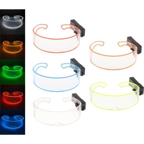 Futuristic LED Light up Sunglasses Men Women Festival Funny Sunglass Wrap Around Costume Party Novelty Glasses Eyewear