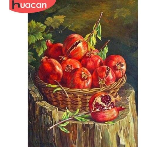 HUACAN 5d Diy Diamond Embroidery Fruit Full Square/round Diamond Painting Mosaic Pomegranate Basket Home Decor