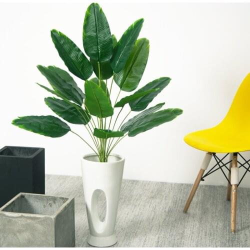 85cm 18 Heads Tropical Banana Tree Large Artificial Palm Plants Plastic Monstera Branches Fake Leaves For Home Garden Room Decor