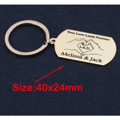 True Love Lasts Forever Customized Name Date Trend Exquisite Keychain Valentines Day Memory To boyfriend girlfriend Gift