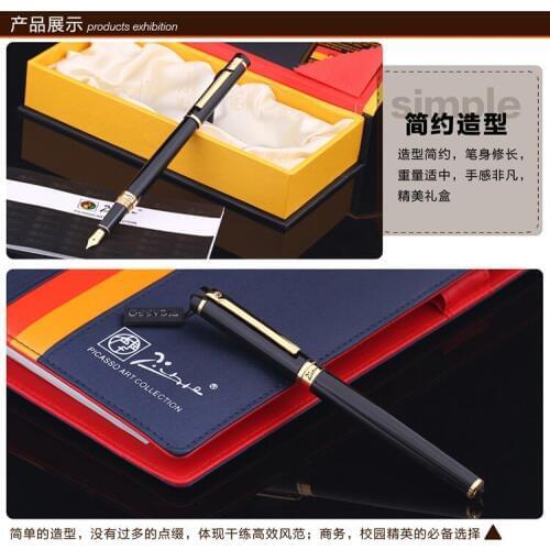 Stationery Picasso Pen Brand Picasso 908 Fountain Pen Iraurita Metal Red/Black/Orange 0.5mm Students Gifts Pen Wholesale.not box