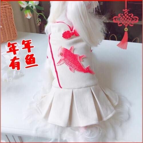 Chinese New Year Dog Dress Winter Pet Dog Clothes Cat Yorkie Chihuahua Puppy Costume Poodle Pomeranian Schnauzer Pet Apparel
