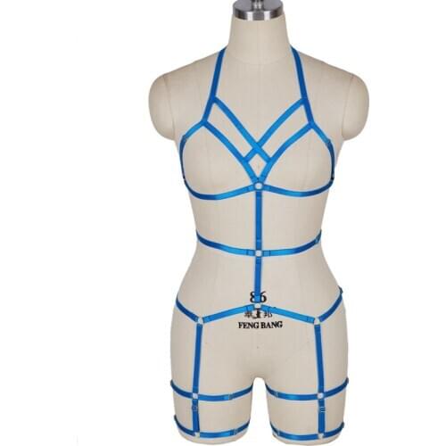 Full Body Harness Strap Set For Women Bondage Chest Cage Bra Gothic Leg Garter Belts Adjustable Size Elastic Sexy Underwear