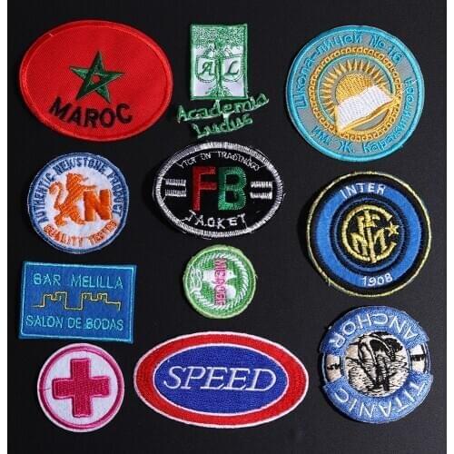 Round Parches Letter Embroidered Iron On patches For Clothing DIY Stripes On Clothes T-shirt Jacket Badges Stickers Accessories