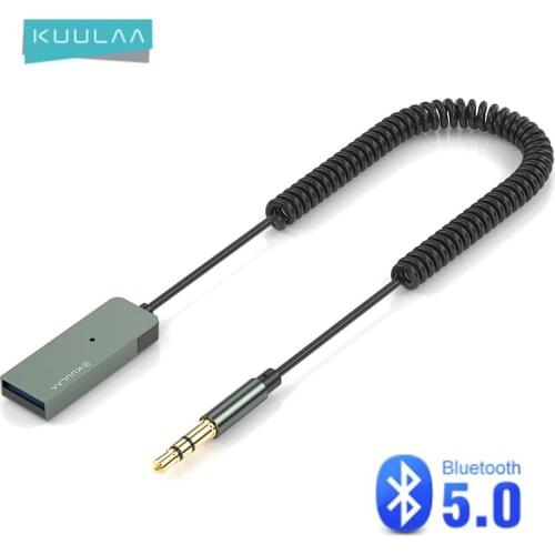 KUULAA Bluetooth-compatible 5.0 Adapter Dongle Cable For Car 3.5mm Jack Aux Wireless Receiver Speaker Audio Music Transmitter