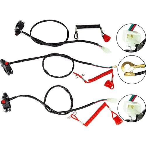 Motorcycle Single Support Flameout Switch Horizon for ATV Beach Bike Tether Lanyard Outboard Emergency Stop Flameout Switch
