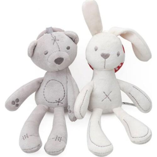 Soft Stuffed Baby Crib Stroller Toy Cute Rabbit Bunny Bear Plush Infant Doll Mobile Bed Pram Kid Animal Hanging Ring Ring Toys