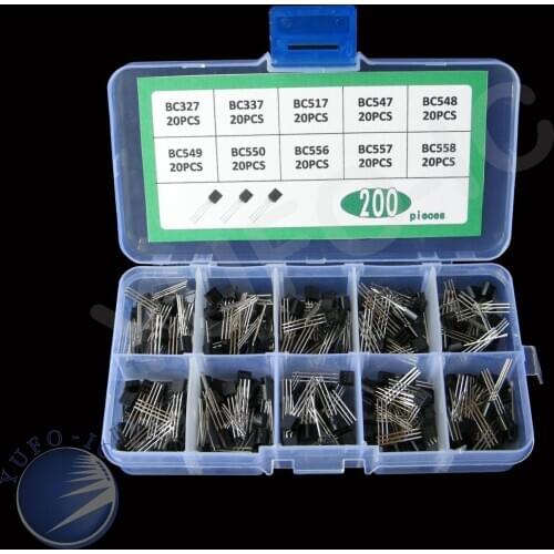 Transistor kit box 10 Values * 20pc=200pcs pack set mix BC558 BC557 BC556 BC550 BC549 BC548 BC547 BC517 BC337 BC327 diode Assort