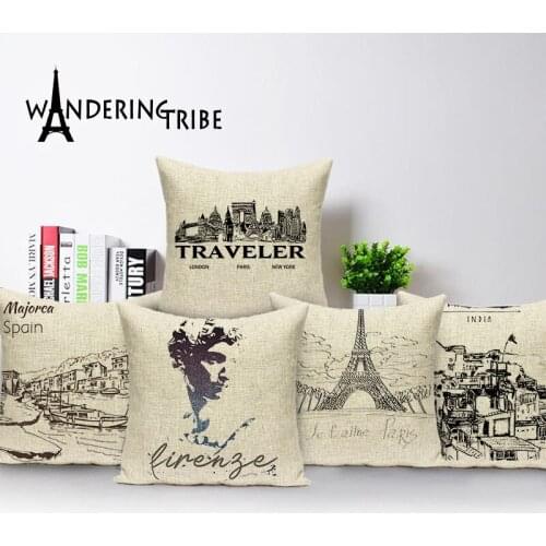 Nordic Decoration Home Pillowcase French Paris Cushion Covers Black White Cushions Simple Style Pillow Decor For Bed Sofa