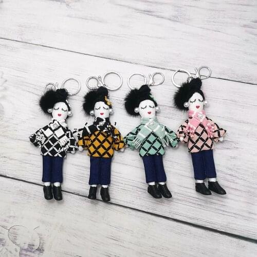2021 New Women Handmade Doll Key chains Bag Pendants DIY Lady Car Charms Girls Dolls Bag Fashion Key Ring Decorations NS602
