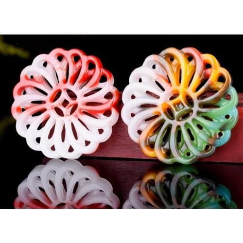 Natural Color Jade Windmill Pendant Necklace Double-sided Hollow Carved Chinese Charm Jewelry Fashion Amulet for Men Women Gifts