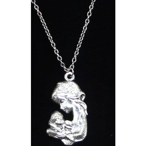 New Fashion Necklace 37x20mm mother hold son Pendants Short Long Women Men Colar Gift Jewelry Choker