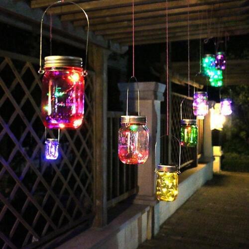 Hanging Solar Mason Jar Lid Lights 20 Led String Fairy Lights Solar Lantern Table Lamps For Lawn Garden Wedding Home Decoration