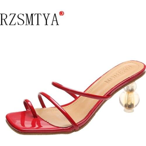 Shaped High-heeled Sandals Summer White Square Toe Ladies Shoes Transparent Crystal Heel Slippers Women Luxury Sandals